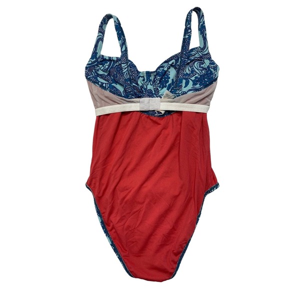 TITLE NINE Carve Design Blue Floral One-Piece Bathing Suit Size Medium Swim - Picture 6 of 12